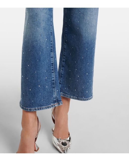 7 For All Mankind Blue Stovepipe Embellished Straight Jeans