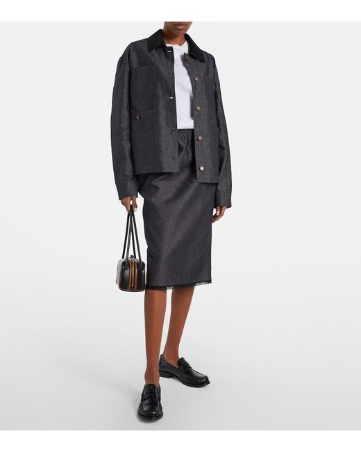 Prada Black Cotton And Linen Chambray Jacket