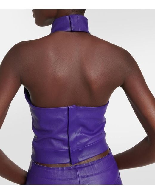 Stouls Purple Vicky Halterneck Leather Top