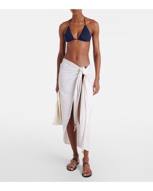 Melissa Odabash White Pareo Winnie Aus Baumwolle Und Leinen