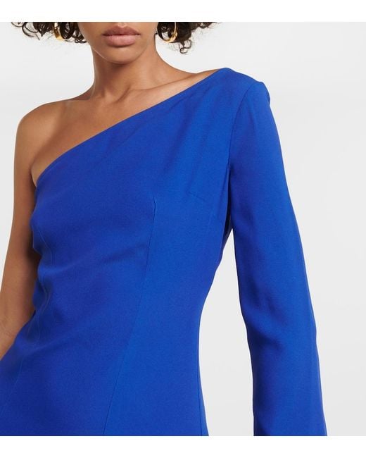 Taller Marmo Blue Asymmetric Fringed Midi Dress