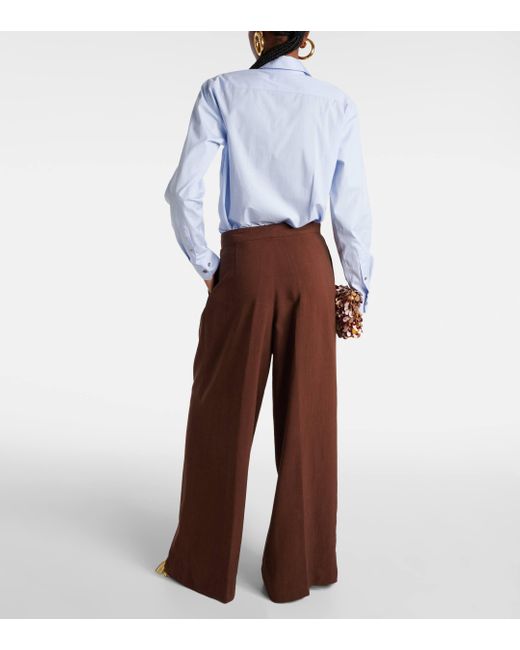 Pantalon ample en satin Dries Van Noten en coloris Brown