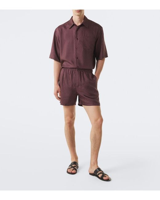 Saint Laurent Red Printed Silk Twill Shirt for men