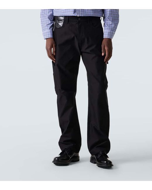 Jeans Regular Con Pelle di Junya Watanabe in Black da Uomo