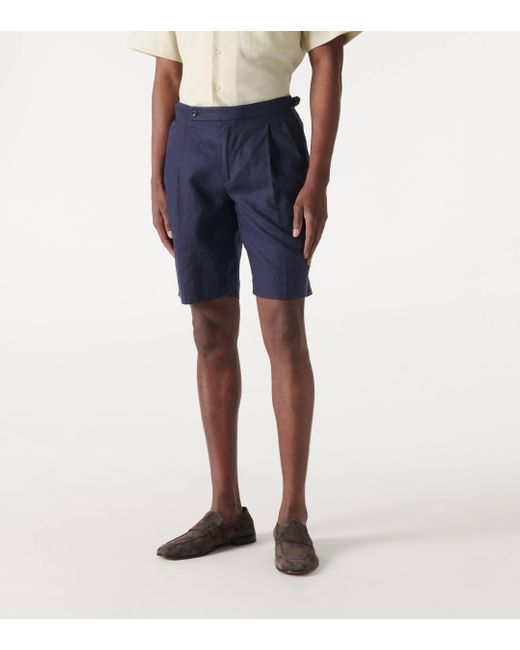 Incotex Blue Linen Shorts for men