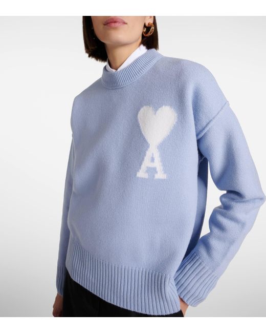 Pull en laine à logo Ami de Coeur AMI en coloris Blue