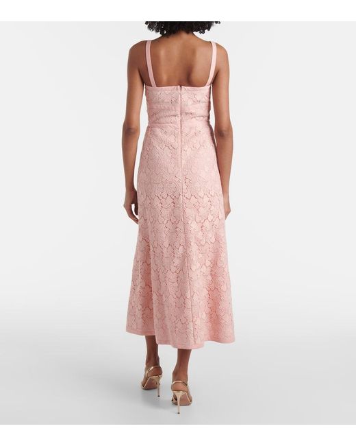 Giambattista Valli Pink Bow-Detail Macrame Midi Dress