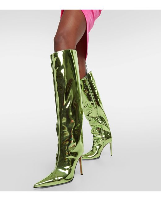 Alexandre Vauthier Green Mirrored Leather Knee-high Boots
