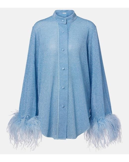 Oseree Blue Hemd Lumiere Plumage Mit Federn