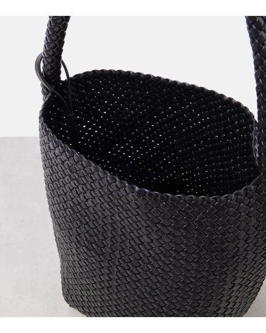 The Row Black N/S Park Small Woven Leather Tote Bag