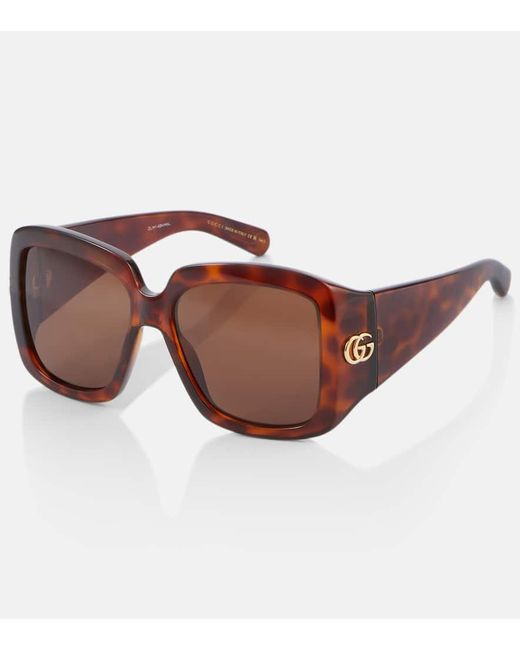 Gucci Brown Eckige Sonnenbrille GG