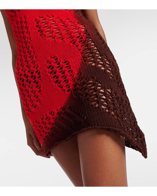 Vestido corto de croche de algodon The Attico de color Red