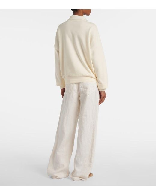 The Row White Corzas Cotton And Cashmere Polo Sweater