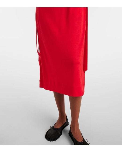 Simone Rocha Red Bow-Detail Jersey Midi Dress