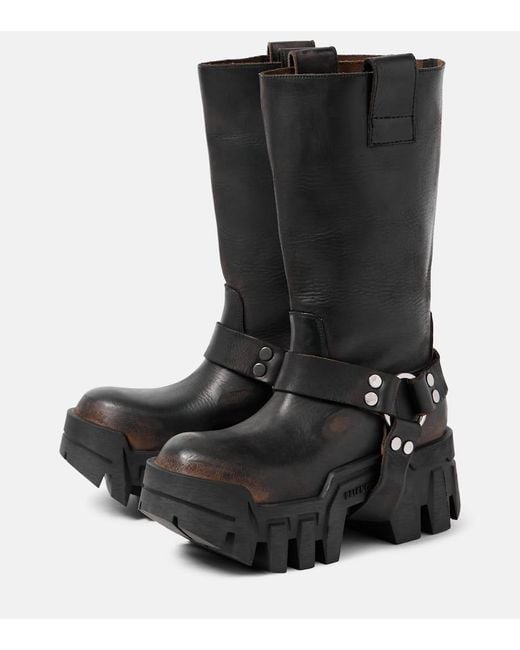 Balenciaga Black Bulldozer Harness Leather Biker Boots
