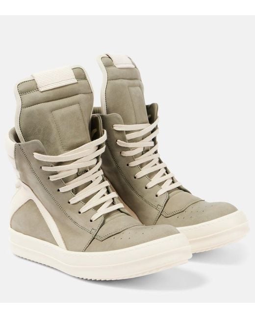 Rick Owens Natural High-Top Sneakers Geobasket Aus Leder