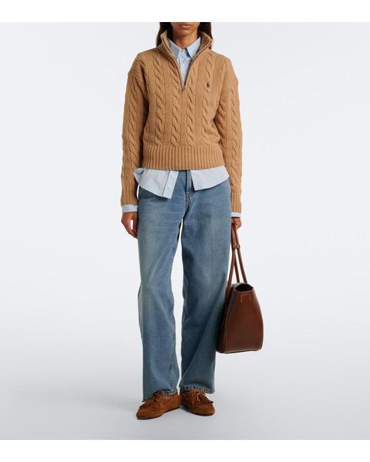 Polo Ralph Lauren Natural Cable-Knit Wool And Cashmere Sweater