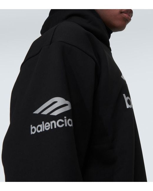 Balenciaga Black 3B Sports Icon Cotton Fleece Hoodie for men