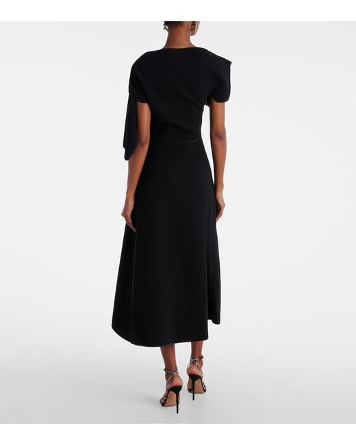 Maticevski Black Diadem Draped Asymmetric Midi Dress