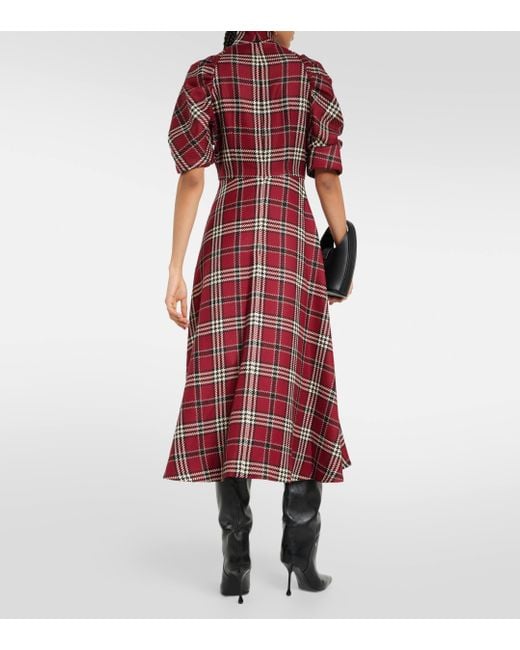 Emilia Wickstead Red Marvel Tartan Wool-blend Midi Dress