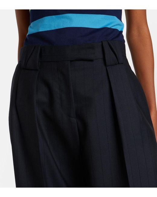 Versace Blue Pinstriped Virgin Wool Bermuda Shorts