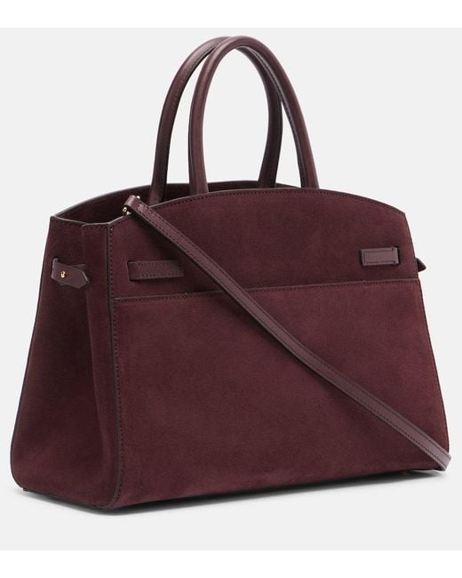 DeMellier London Red Tote Bag Huson Midi Aus Veloursleder