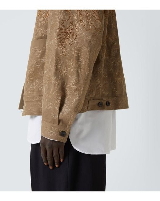 Veste En Coton A Fleurs Dries Van Noten pour homme en coloris Brown