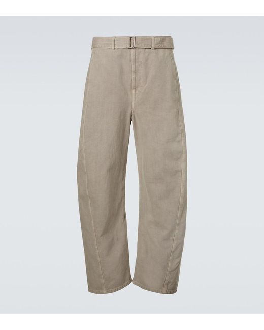 Lemaire Natural Twisted Belted Cotton Twill Pants for men