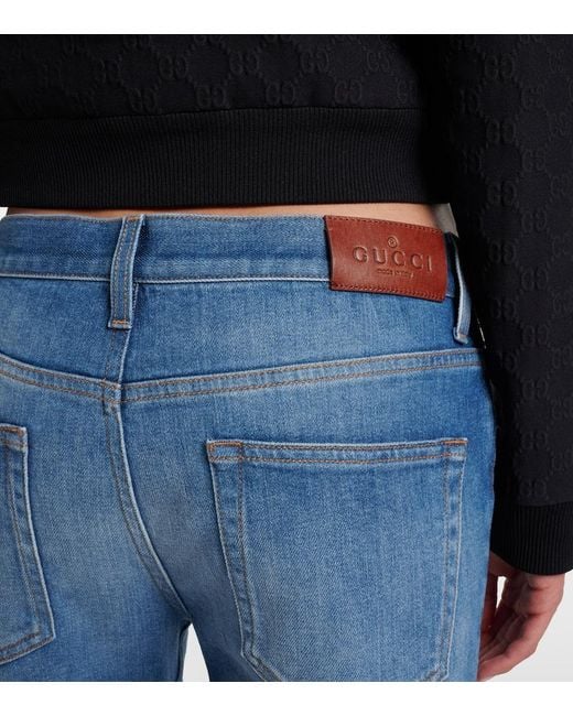 Gucci Blue Horsebit Flared Jeans