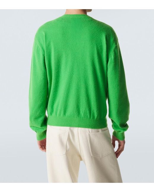 Auralee Green Cashmere And Cotton Cardigan for men