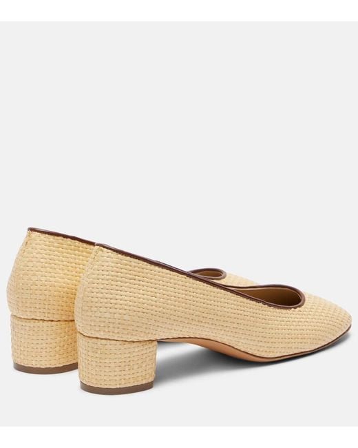 Le Monde Beryl Natural Leather-Trimmed Raffia Pumps