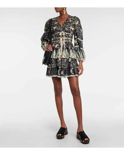 Vestido Corto Nina En Mezcla De Algodon Ulla Johnson de color Multicolor