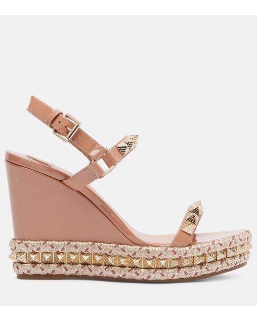 Christian Louboutin Brown Pyraclou 110 Leather Espadrille Wedges