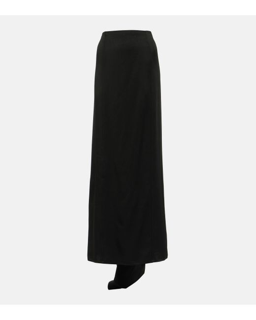 Brunello Cucinelli Black Satin Maxi Skirt