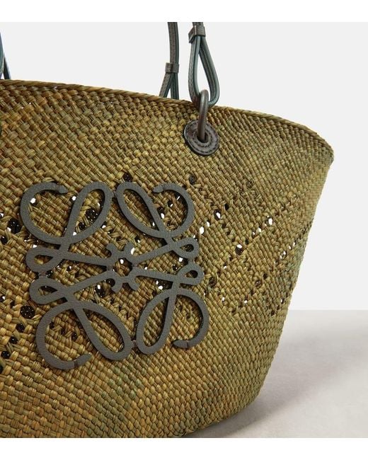 Loewe Green Anagram Medium Raffia Basket Bag