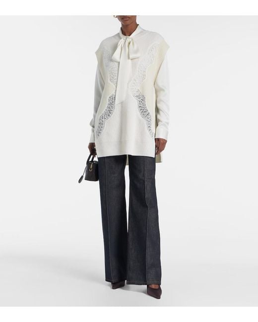 Stella McCartney White Virgin Wool Lace Sweater Vest