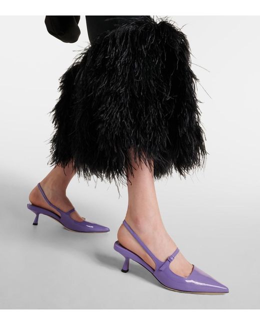 Jimmy Choo Purple Didi 45 Patent Leather Slingback Pumps