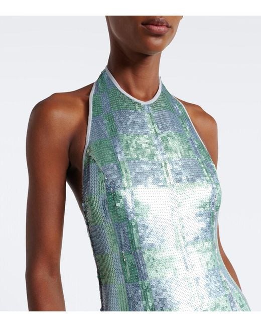 Markarian Blue Nerine Gingham Sequined Gown