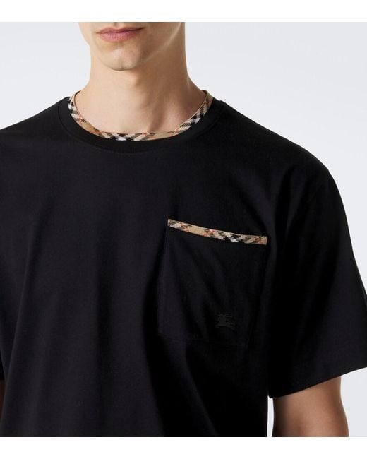 Burberry Black Check Cotton Jersey T-Shirt for men