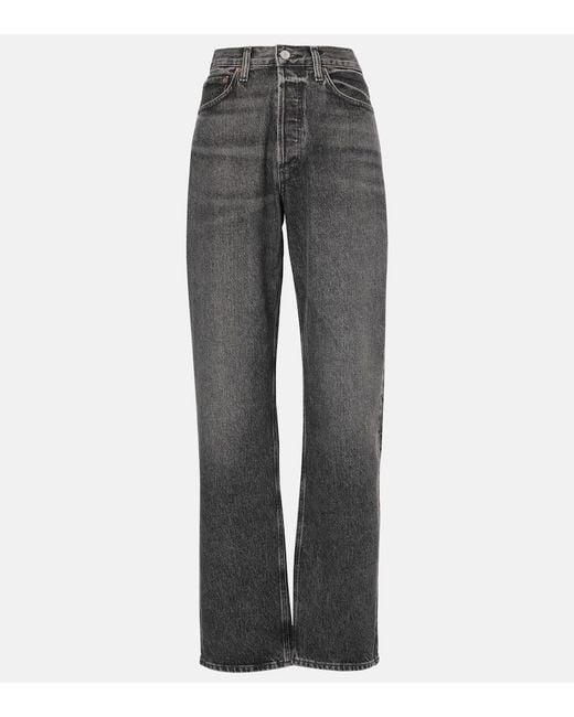 Agolde Gray Kelly High-Rise Straight Jeans