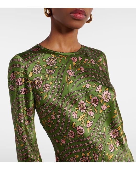 Veronica Beard Green Gemma Floral Silk-Blend Maxi Dress