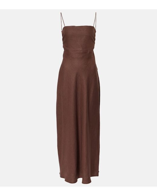 Faithfull The Brand Brown Linen Maxi Dress