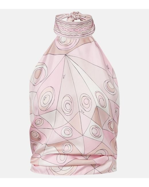 Emilio Pucci Pink Occhi Silk Twill Top