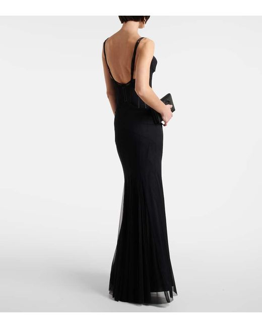Vestido bustier largo de saten Dolce & Gabbana de color Black