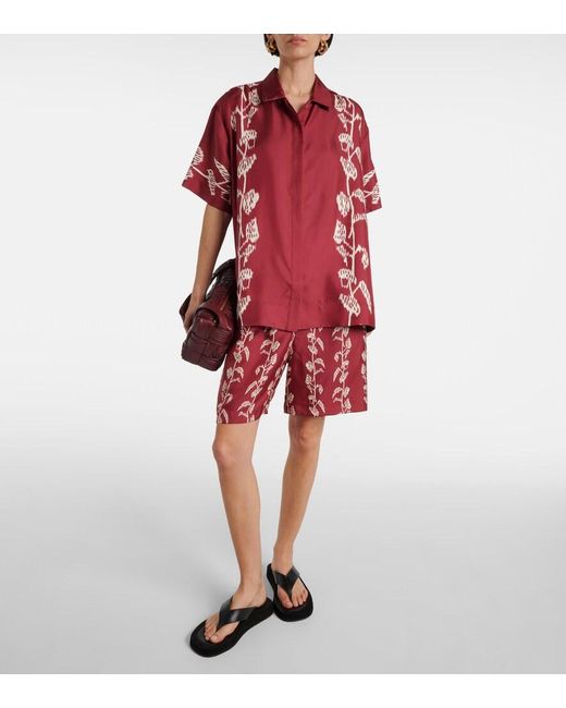 Asceno Red Montauk Silk Twill Shirt