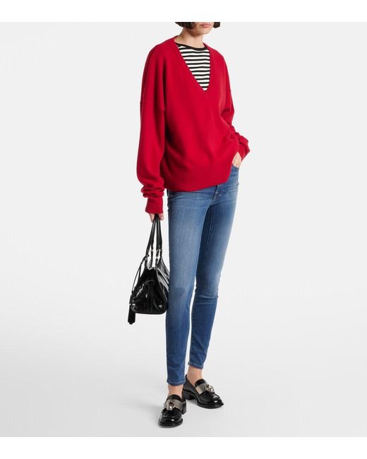 7 For All Mankind Blue Slim Illusion Luxe High-Rise Skinny Jeans