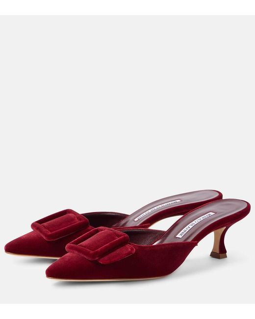 Mules Maysale 50 di Manolo Blahnik in Red