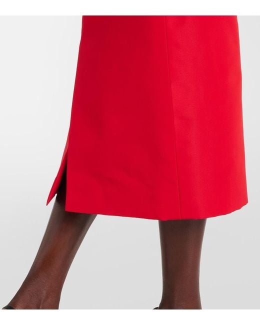 Carolina Herrera Red Off-Shoulder Silk Cocktail Dress