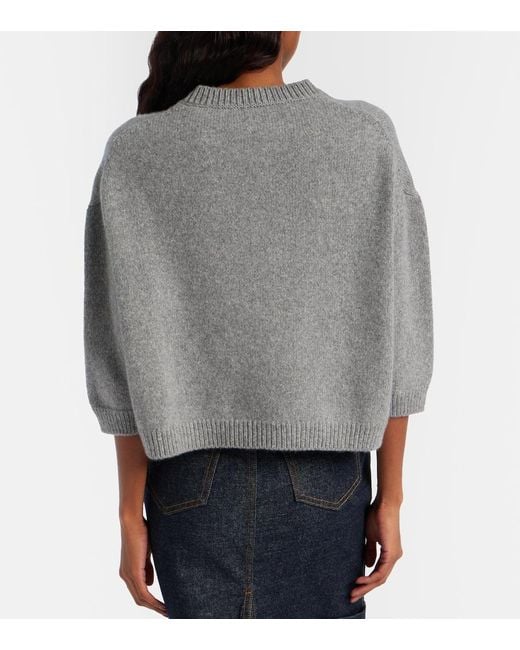 Khaite Gray Sabina Cropped Cashmere Sweater
