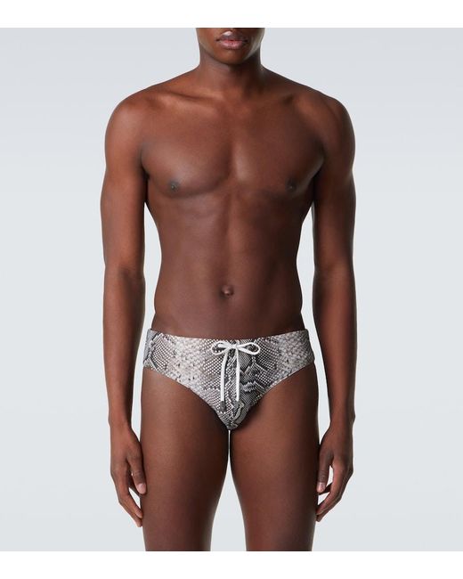 Tom Ford White Snake-Print Swim Briefs for men